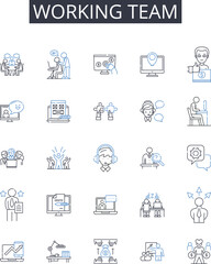 Working team line icons collection. Timeline, Schedule, Manufacturing, Logistics, Planning, Operations, Workflow vector and linear illustration. Efficiency,Sequencing,Coordination Generative AI