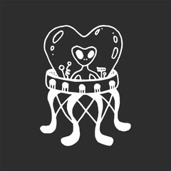 ufo spaceship illustration in black