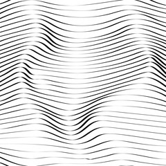 Hand drawn abstract wavy 3d  meshing on a white background