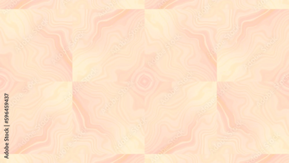 Poster yellow background with curving kaleidoscopic round shapes. motion. blinking psychedelic shapes.