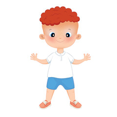 An isolated little boy on school age