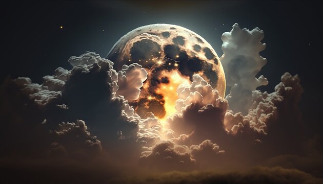 Beautiful cloud moon