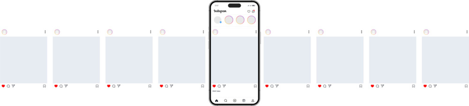 Instagram carousel or slide pages interface mockup with nine pages