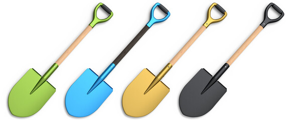 Set of garden tools and supplies for gardener and flower pots in garden