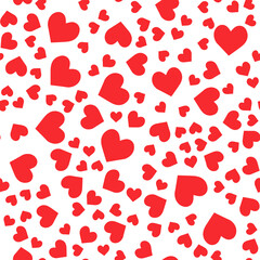 Transparent seamless red hearts background.