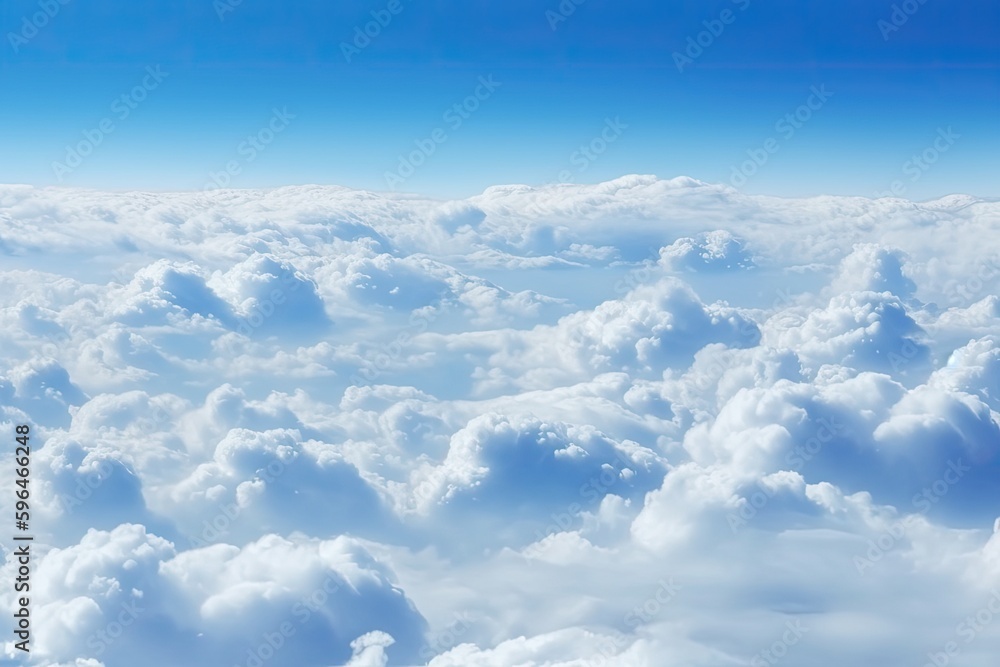 Poster clouds seen from an airplane window. generative ai