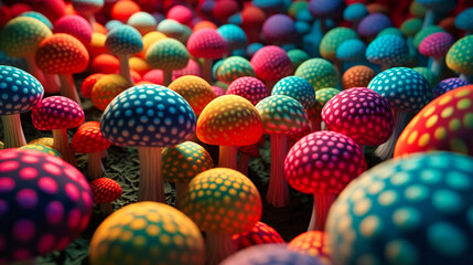 Fototapeta na wymiar Colorful mushroom hypnosis wallpaper
