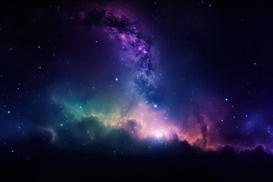 beautiful night sky with stars and clouds. Generative AI © 2rogan