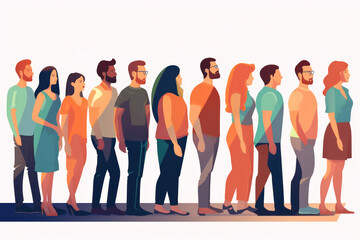 Fototapeta premium Exploring the Culture and Psychology of waiting in Line AI Generated