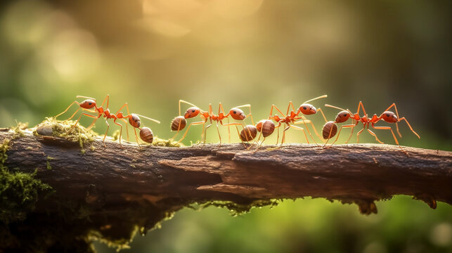 teamwork, team of ants costructing bridge, Generative Ai