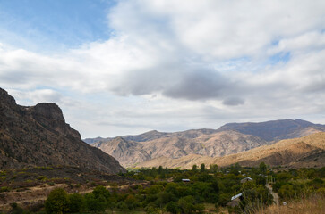 Fototapeta na wymiar Spectacular views to vast mountains of armenian highlands belong to Lesser Caucasus, Armenia