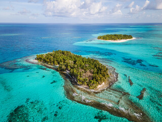aerial view of san andres island in Colombia, sea of ​​seven colors