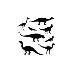 Dinosaurs icon silhouette vector art.