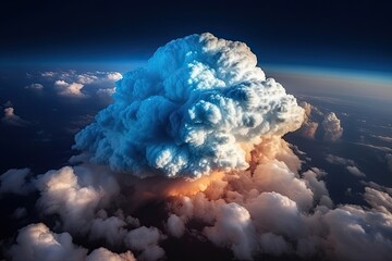 massive cumulonimbus cloud towering over a landscape. Generative AI - obrazy, fototapety, plakaty