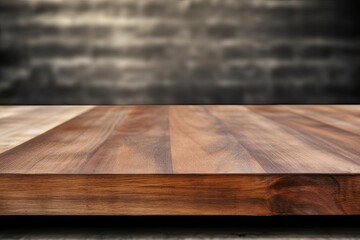 wooden table top with a blurred background. Generative AI