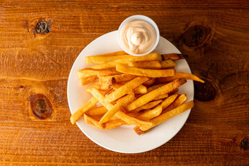 French fries with dipping sauce
