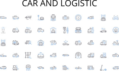 Car and logistic line icons collection. Analysis, Appraisal, Assessment, Critique, Examination, Feedback, Inspection vector and linear illustration. Judgment,Opinion,Rating outline signs Generative AI