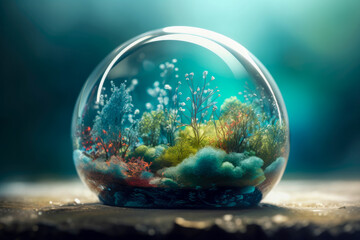 Sphere of nature, environment and ecosystem concept, generative ai