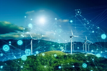Using technology of renewable resources to reduce pollution and carbon emissions is the future of environmental conservation, generative ai - obrazy, fototapety, plakaty