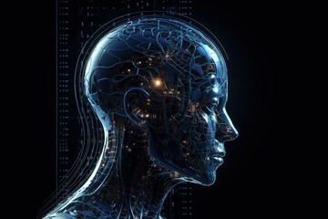 futuristic android head 