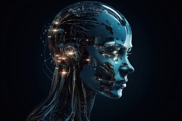 futuristic android head 