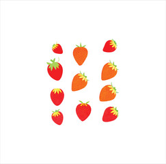 Icon set of Strawberry vector art