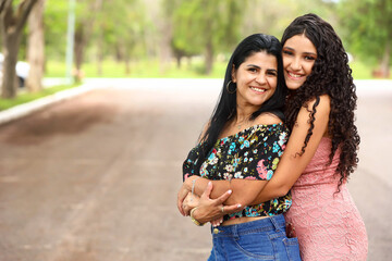 mother and daughter in the park, happy family, mother's day, celebration, gratitude, love, gifts, presents