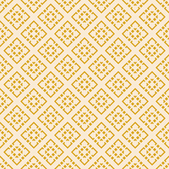 Vector geometric seamless pattern. Winter Christmas theme abstract graphic background. Simple folk style texture. Ethnic style ornament. Yellow color. Repeat vintage geo design for decor, print, wrap
