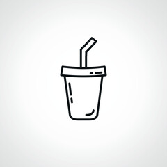 soda outline icon. soda in a disposable glass with a straw line icon.