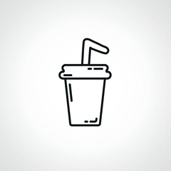 soda outline icon. soda in a disposable glass with a straw line icon.