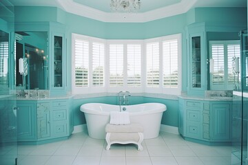 luxurious bathroom featuring a clawfoot tub and elegant chandelier lighting. Generative AI