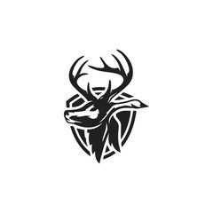 Naklejka premium hunting Deer and Duck minimalist logo design
