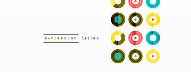 Abstract background with circle symmetric grid composition. Circle pattern creating sense of movement. Grid adds structure and balance to the composition, with equal spacing between each circle