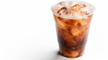 Iced coffee on a white background, isolated. Generative AI