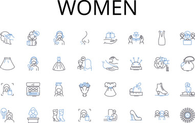Women line icons collection. Men, Ladies, Gals, Females, Damsels, Chicks, Babes vector and linear illustration. Girls,Wives,Mothers outline signs set Generative AI