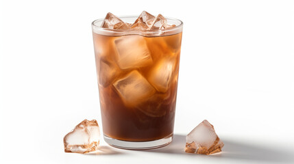 Iced coffee on a white background, isolated. Generative AI