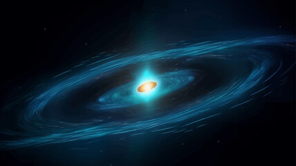 Vector logo of a quasar on a colorful background of space.  © Roman