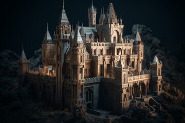 Fototapeta na wymiar A three-dimensional structure resembling a castle. Generative AI