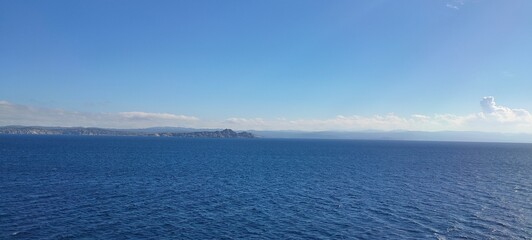 Fototapeta premium View of Sardegna from the ocean on a boat