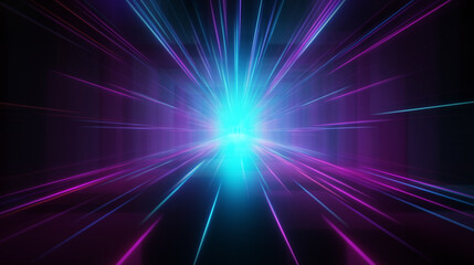 Rounded pink blue neon lines, glowing in the dark. Abstract minimalist geometric background Cyber space. Futuristic wallpaper Generative AI