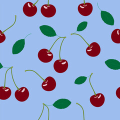 Seamless pattern with cherries. Summer seamless background.