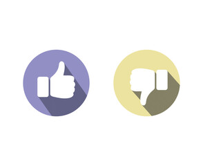 Like and dislike icon, thumb up and thumb down symbols