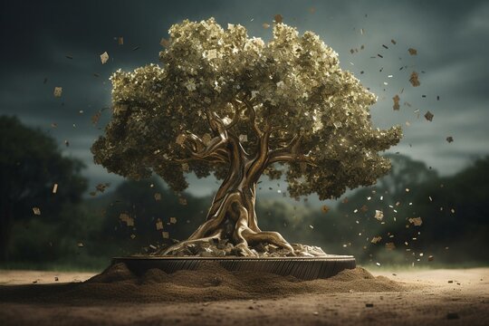 Symbolic tree of wealth and liberty. Generative AI