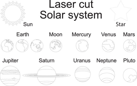 Solar system planets Laser cut vector template home decor woodwork diy crafts