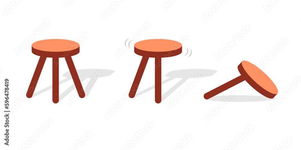 Canvas Prints three legged stool stable wobbly and broken icon set. clipart image isolated on white background
