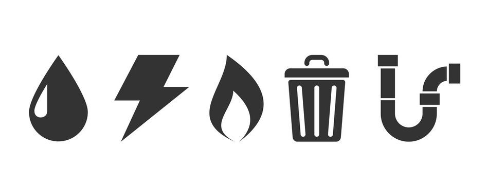 Utility bill icon set. Clipart image isolated on white background