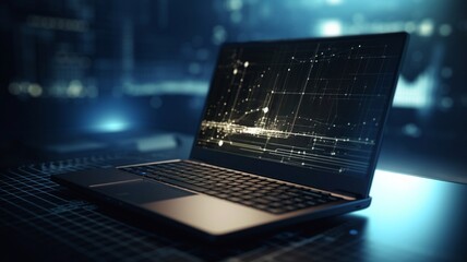 A laptop with analytical data. Generative AI.