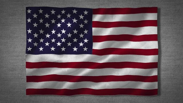 Composition of waving american flag over grey background