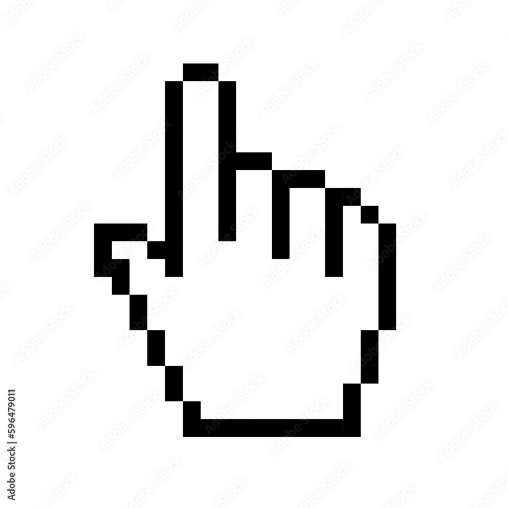 Fototapete pixel hand pointer mouse cursor icon. clipart image isolated on white background