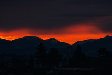 sunset in the mountains